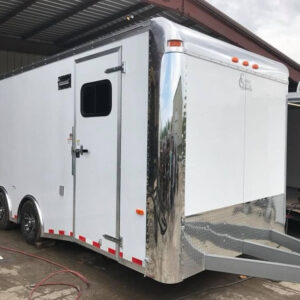 White enclosed trailer for hauling