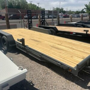 Flatbed trailer at dealership lot